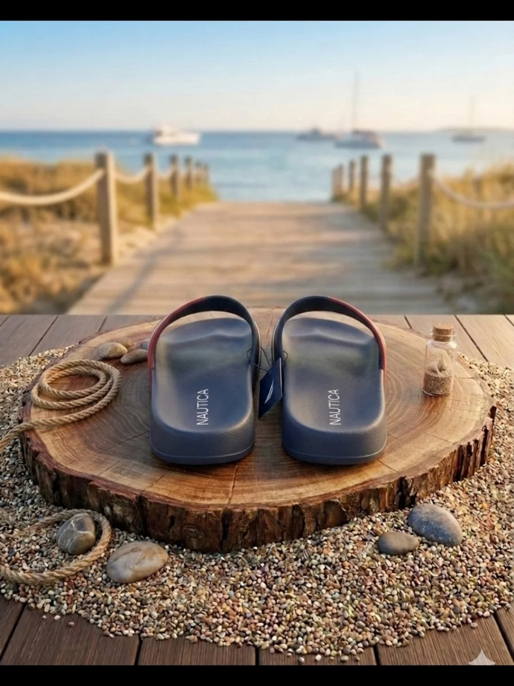 Nautica Kid's Athletic Sandals Open Toe Comfort Sport Slides Navy Blue Red White